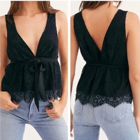 Free People Tops - NWOT Free People Chante Black Lace Tank Top
